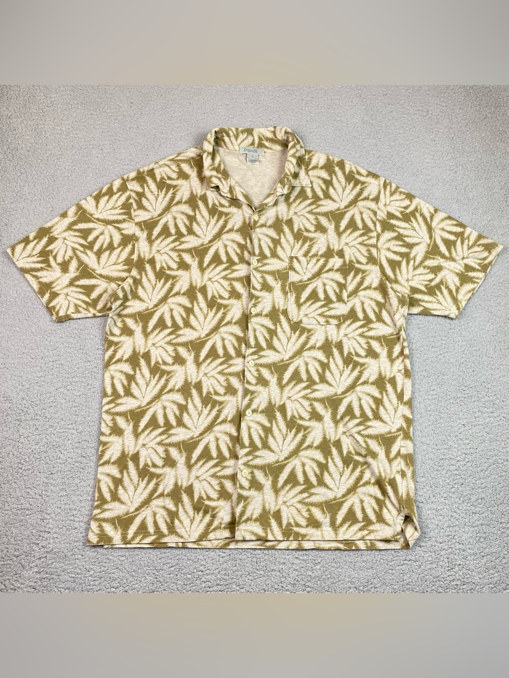 Ermenegildo Zegna Sport Men's Size L Camp Shirt Tropical Cotton Short Sleeve EUC